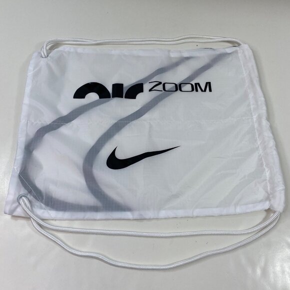Nike Zoom White Drawstring Backpack For Shoes Lightweight Gym Bag With Black Swo - Picture 1 of 6